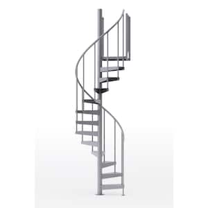 Condor Gray Interior 42in Diameter, Fits Height 85in - 95in, 2 36in Tall Platform Rails Spiral Staircase Kit