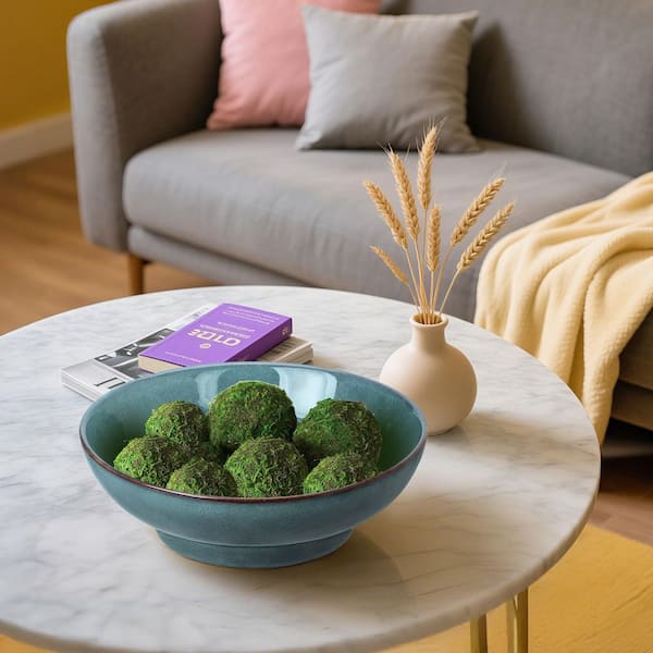 1 Piece Ocean Blue Multifunctional Decorative Ceramic Fruit Bowl Set, 10 in. Table Centerpiece for Kitchen Counter