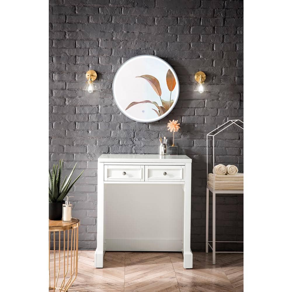 Bright White Solid Wood Vanity with Quartz Top