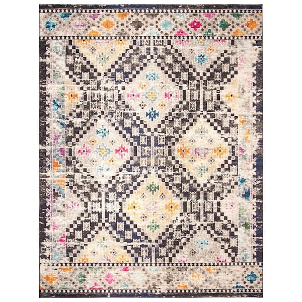SAFAVIEH Madison Black/Yellow 8 ft. x 10 ft. Geometric Area Rug