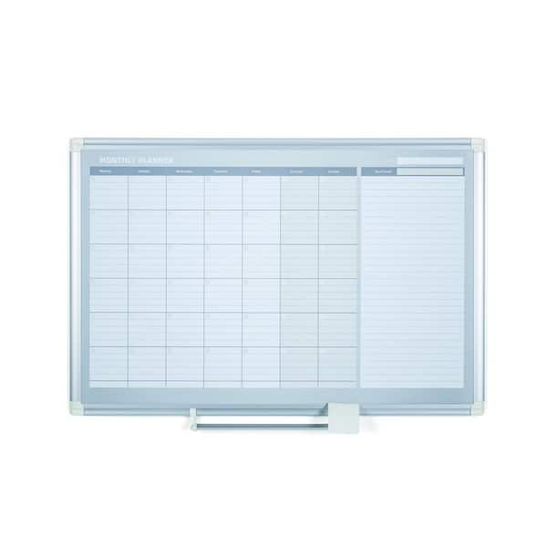 MasterVision White Magnetic Dry-Erase Monthly Planner Memo Board