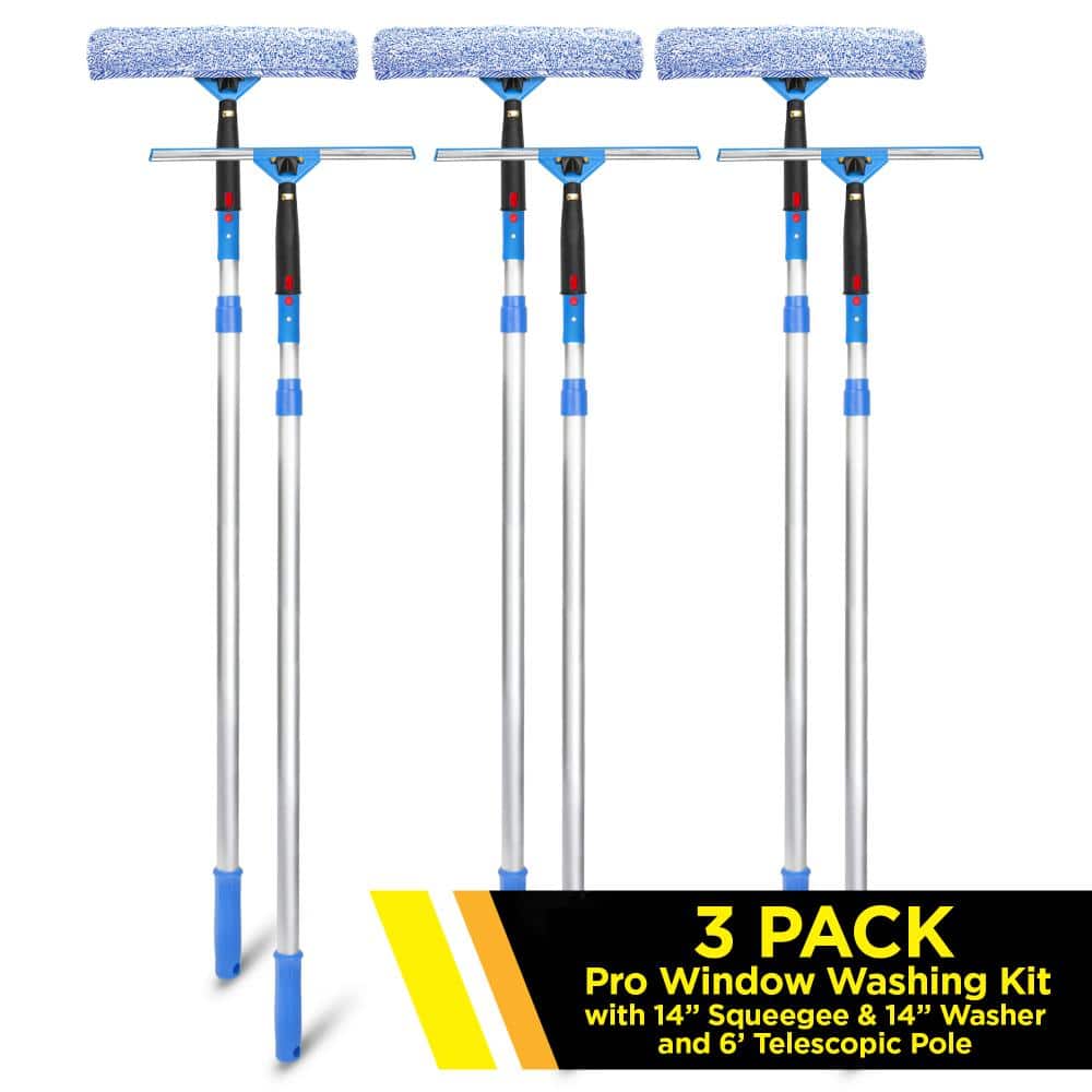 Total Pro Kit with 14 in. Swivel Squeegee, 14 in. Microfiber Scrubber and 6 ft. Aluminum Telescoping Pole (3-Pack) price history on PriceWatchPro