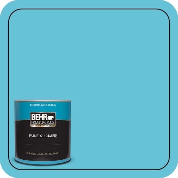 BEHR PREMIUM PLUS 1 qt. #P480-4 Rushing Stream Satin Enamel Exterior Paint & Primer