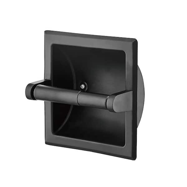 Wall-Mount Recessed Toilet Paper Holder with Mounting Bracket Made of Metal, Tissue Paper Roll Holder in Matte Black