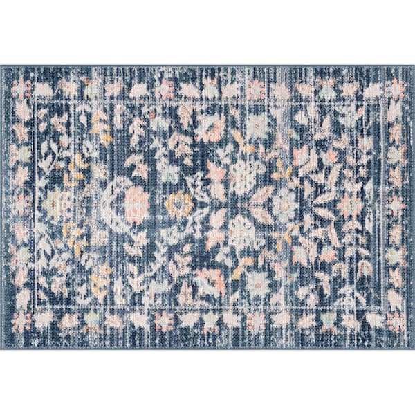Crestwood Navy 2 ft. x 3 ft. Oriental Indoor Area Rug