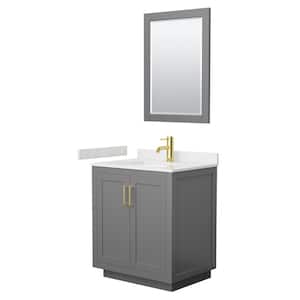 30 in. W x 22 in. D x 33.75 in. H Single Sink Bath Vanity in Dark Gray with Carrara Cultured Marble Top and Mirror