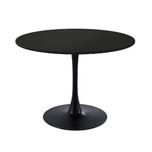 42.1 in. Tulip Style Table, Modern Wooden MDF Table, Writing Table, Dining Table, Outdoor Patio Garden, Black