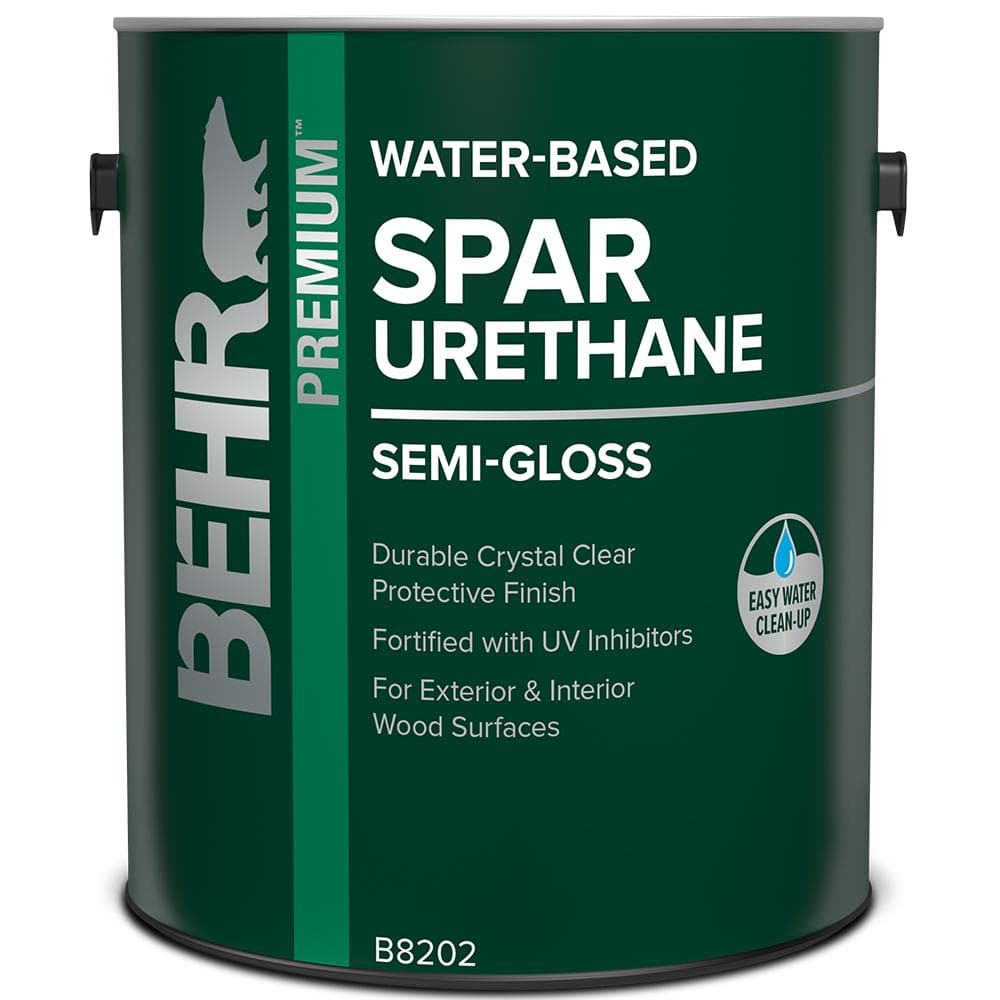 1 gal. Semi-Gloss Clear Water-Based Interior/Exterior Spar Urethane Wood Se