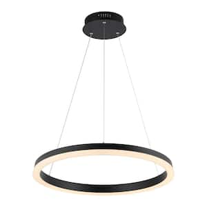 Baxter 23.5 in. 1-Light Black Modern Contemporary Aluminum Integrated LED Hoop Pendant