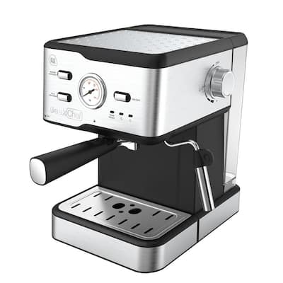 IMUSA 4-Cup Grey Espresso and Cappuccino Machine with Milk Frothier  GAU-18215 - The Home Depot