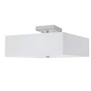 Seren 14.25-in. 3-Light Polished Chrome Semi-Flush Mount with Polished Chrome Square Drum Shade