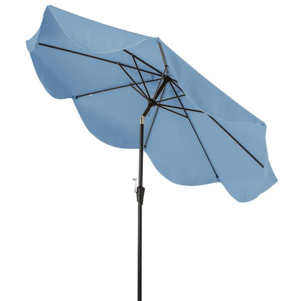 HONEY JOY 9 ft. Metal Market Tilt Double Patio Umbrella in Navy