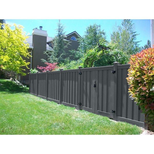 Seclusions 4 ft. x 6 ft. Winchester Grey Wood-Plastic Composite Privacy Fence Double Gate with Hardware