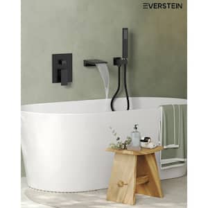 Single-Handle 2-Spray Tub and Shower Faucet with Waterfall Bathtub Faucet in Matte Black (Valve Included)