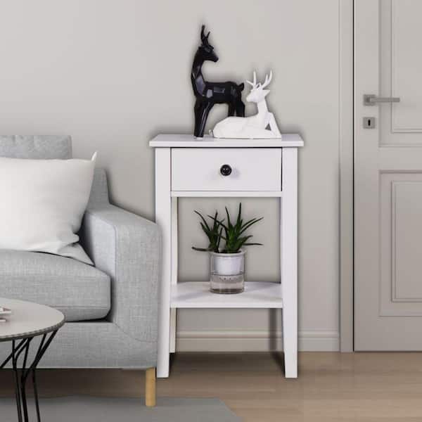 Naples 16.3 in. W x 12.6 in. D x 25.6 in. H White Freestanding Linen Cabinet with Drawer