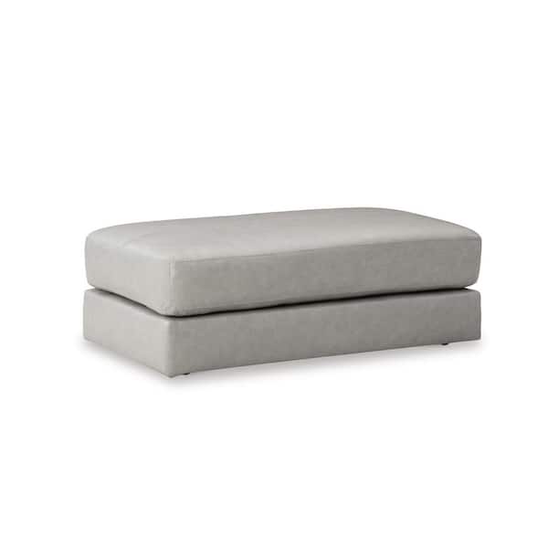 Amiata Gray Leather Rectangle Cocktail Large Ottoman