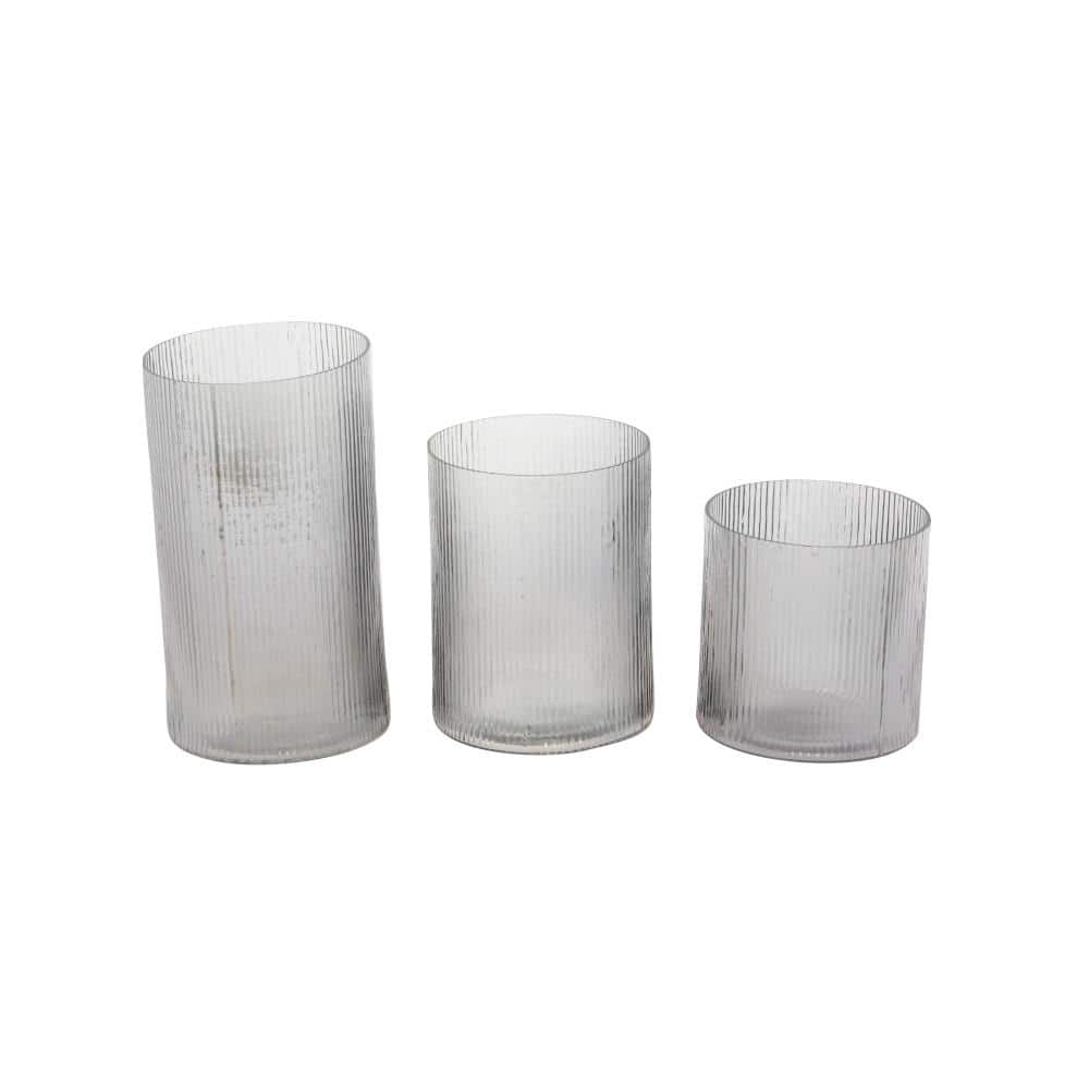 Elegant Traditional Glass Hurricane Candle Lantern Trio