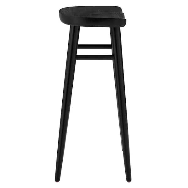 MODWAY Saville 32 in. in Black Backless Wood Bar Stools - Set of 2