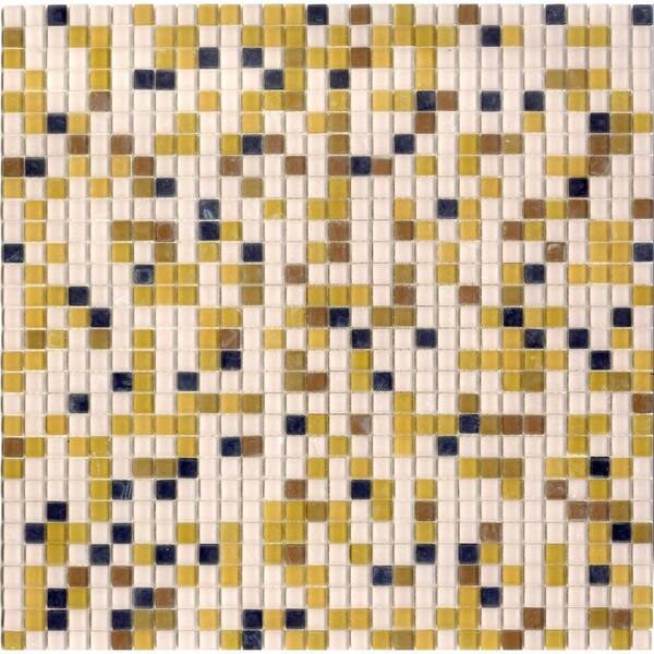 Elementz 12.8 in. x 12.8 in. Venice Golden Sand Mix Frosted Glass Tile-DISCONTINUED