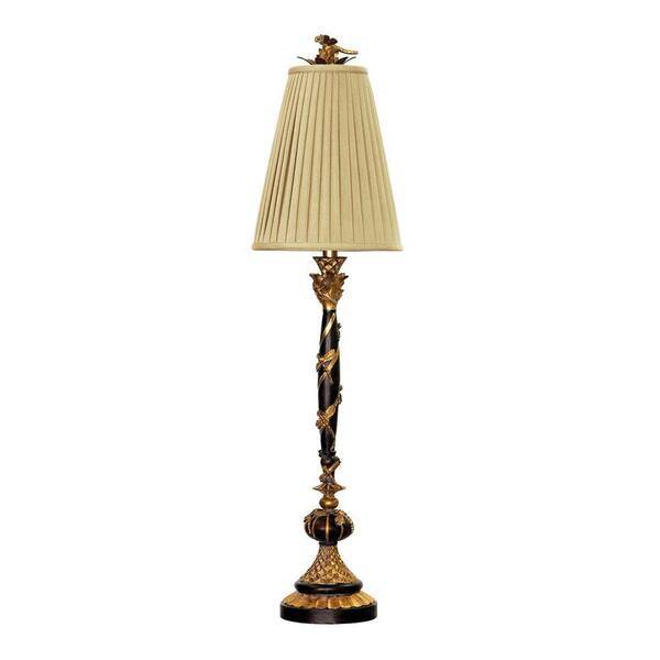 Titan Lighting 39 in. Gold Leaf and Black Dragonfly Column Table Lamp