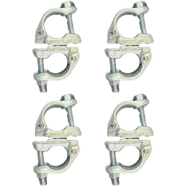 4 Pack Swivel Scaffolding Clamps British Type For 1-3/4 to 1-9/10 OD Tube Heavy-Duty Adjustable Galvanized Steel