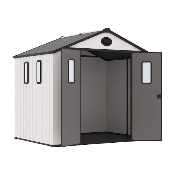 8 ft. W x 6 ft. D Resin Storage Shed with Skylight Windows, Lockable Double Doors, Vents and Floor (48 sq. ft.)