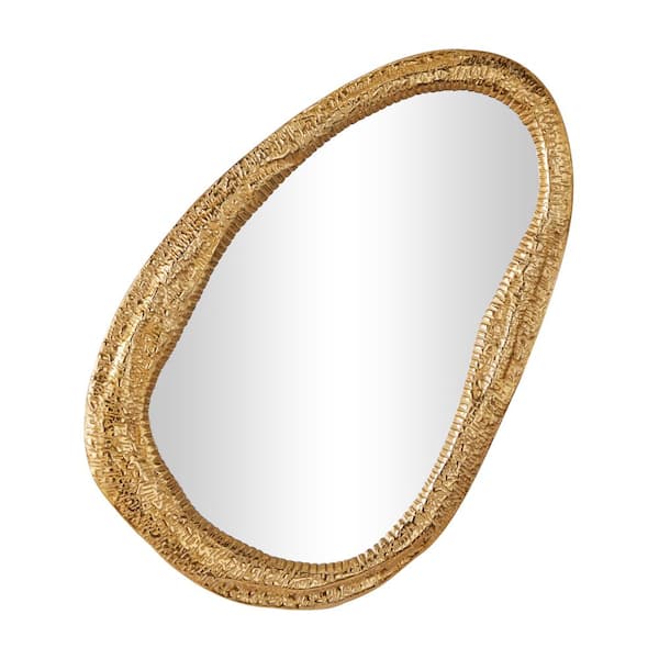 Litton Lane 35 in. x 23 in. Oval Framed Gold Abstract Wall Mirror