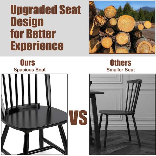 Costway Black Vintage Windsor Dining Side Chair Wood