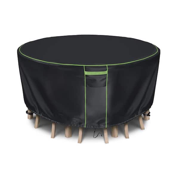 Unbranded Round Patio Furniture Cover, 100% Waterproof Outdoor Table and Chair Cover, UV Resistant, 110 in. x 28 in., Black