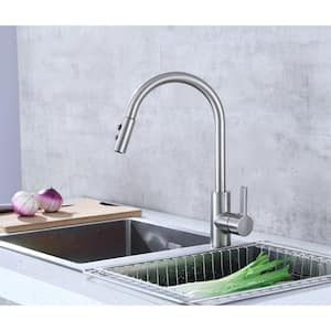 Single-Handle Pull-Down Sprayer Standard Kitchen Faucet with Spray Options in Brushed Nickel