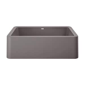IKON Farmhouse Apron-Front Granite Composite 33 in. Single Bowl Kitchen Sink in Metallic Gray