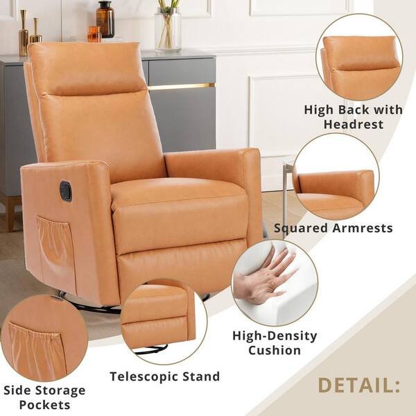 WONDER COMFORT Brown Faux Leather 360° Swivel Recliner Chair