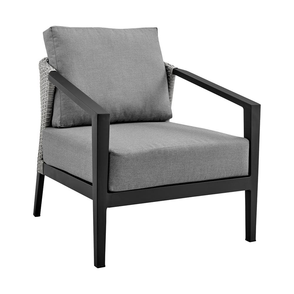Aileen 5-Person Black Aluminum and Wicker Outdoor Lounge Set with Gray Cushions