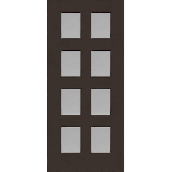 Steves & Sons Regency 42 in. x 80 in. Universal Handing 8L Modern Clear Glass Hickory Stain Fiberglass Front Door Slab