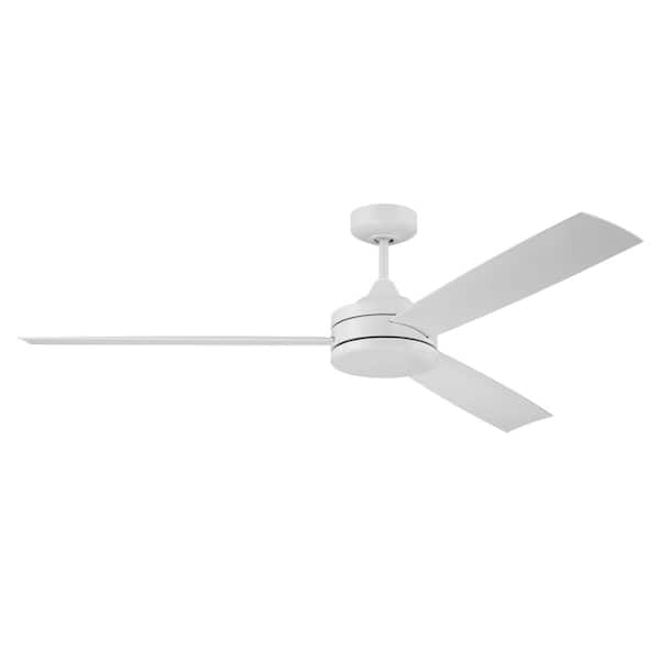62 in. White Finish w/ White Blades Angled Mount Propeller Outdoor Ceiling Fan w/ 4-Speed Wall Control Included