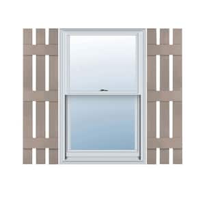 12 in. x 56 in. Lifetime Vinyl TailorMade Three Board Spaced Board and Batten Shutters Pair Clay