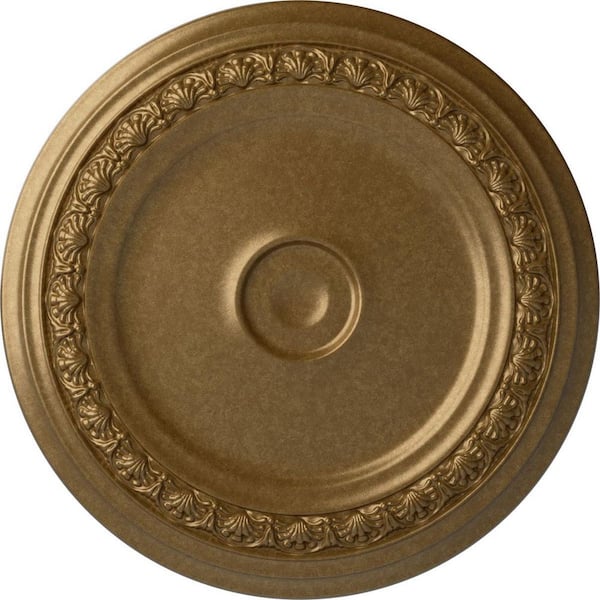 Ekena Millwork 31-1/8 in. x 1-1/2 in. Carlsbad Urethane Ceiling Medallion (Fits Canopies up to 5-1/2 in.), Pale Gold