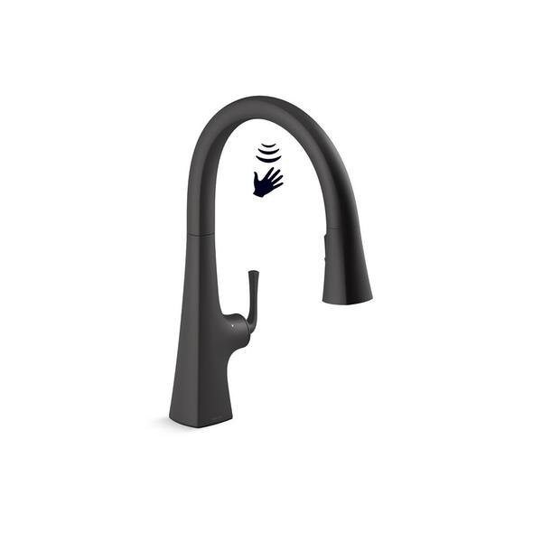 KOHLER Graze Single-Handle Pull-Down Sprayer Kitchen Faucet with Response Technology in Matte Black