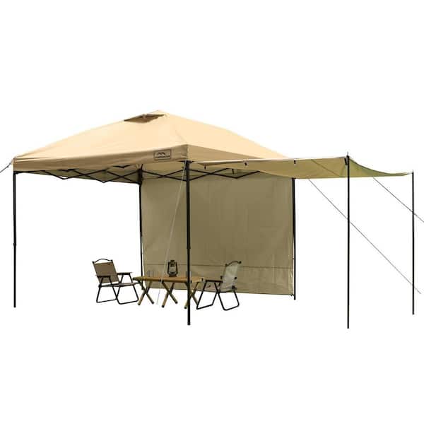 Unbranded 10 ft. x 10 ft. Easy Pop Up Canopy Tent with 2 Sidewalls,Instant Outdoor Shade Shelter,UV-Resistant,Waterproof,KAHAKI