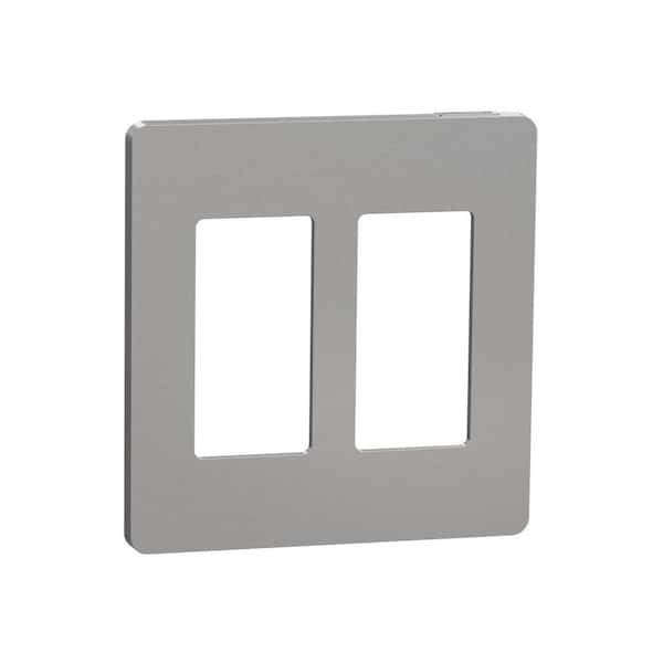 Square D X Series 2-Gang Standard Size Screwless Rocker Light Switch Wall Plate Cover Plate Matte Gray