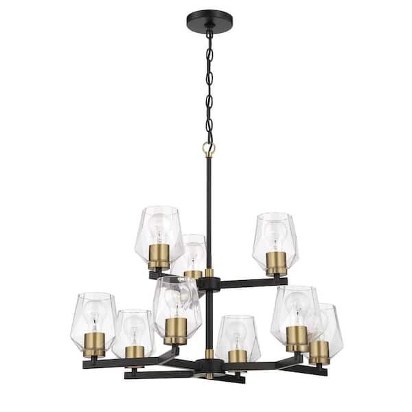 CRAFTMADE Avante Grand 9-Light Black/Brass Finish w/Clear Glass Transitional Chandelier for Kitchen/Dining/Foyer No Bulb Included