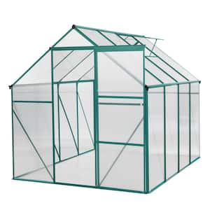 75 in. W x 99 in. D x 77 in. H Outdoor Backyard Green Aluminum Frame Walk-In Polycarbonate Greenhouse