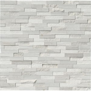White Oak Split Face Ledger Panel 6 in. x 24 in. Multi-Finish Marble Wall Tile (10 cases/60 sq. ft./pallet)