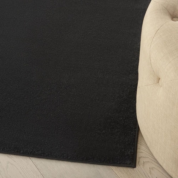 Black 5 ft. x 5 ft. Woven Polypropylene Indoor/Outdoor Area Rug
