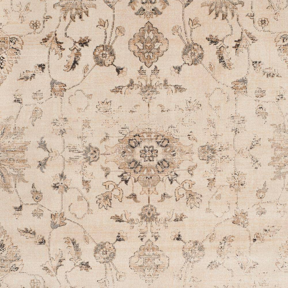 Gray Floral 10' x 14' Wool and Silk Area Rug