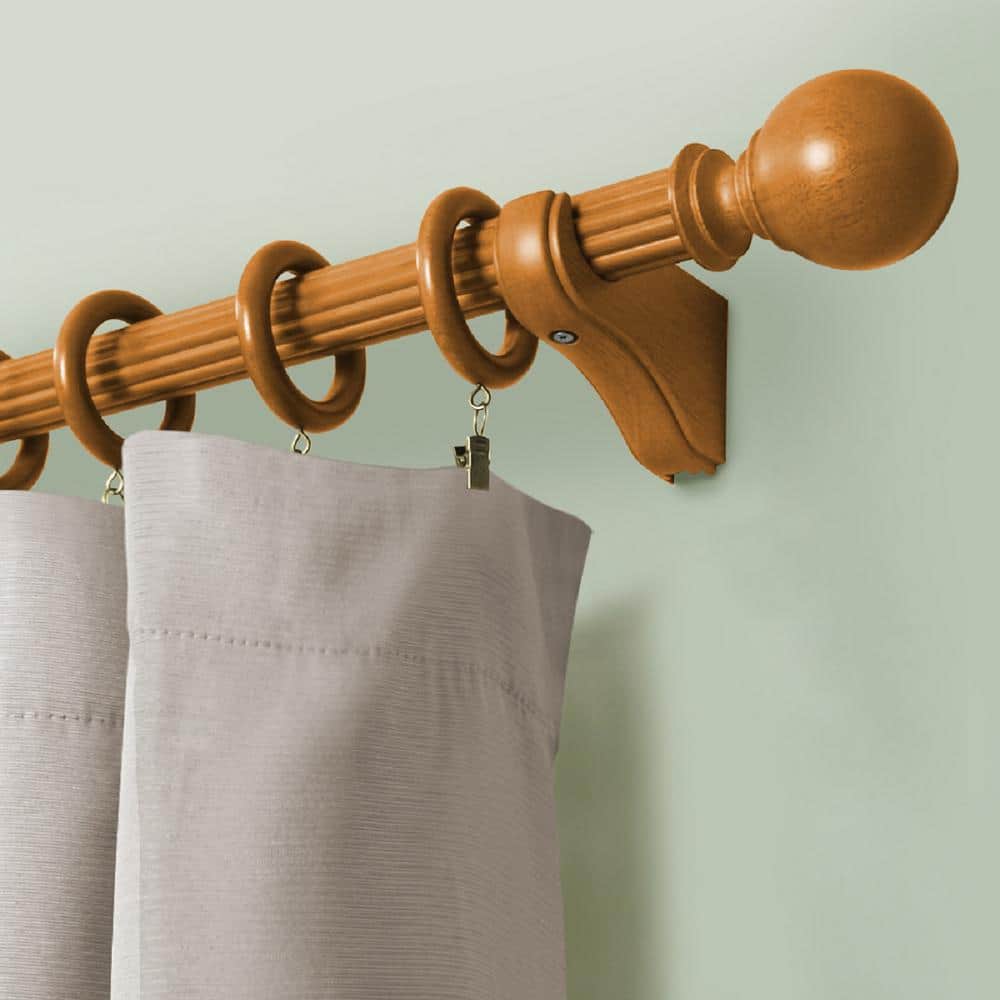 Heritage Oak 4FT Reeded Wood Curtain Rod