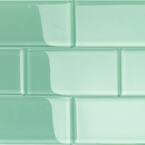 Contempo Spa Green Polished 3 in. x 6 in. x 8 mm Glass Subway Tile (32 pieces 4 sq.ft./Box)