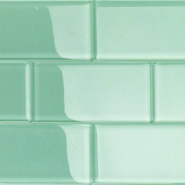 Ivy Hill Tile Contempo Spa Green Polished 3 in. x 6 in. x 8 mm Glass Subway Tile (32 pieces 4 sq.ft./Box)