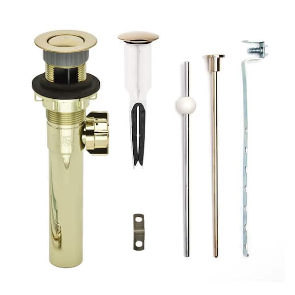 PF WaterWorks EasyPOPUP Pop-Up Drain, Easy Install/Remove Stopper, Matching ABS Body w/Overflow, 1.6-2" Sink Hole, Pol. Brass
