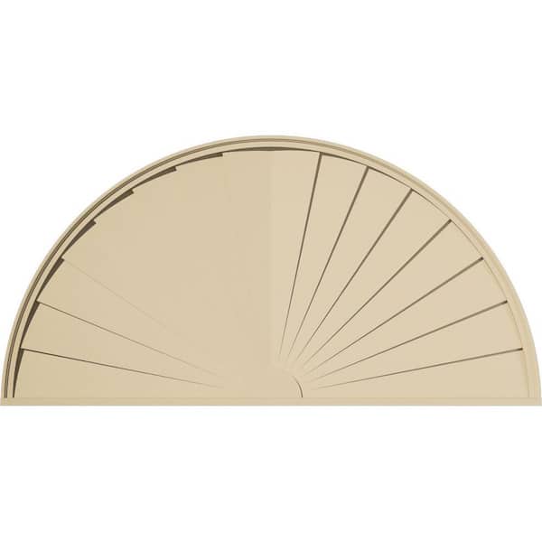74-in W x 37-in H x 2-in P Half Round Sunburst Signature Urethane Pediment, Primed Tan